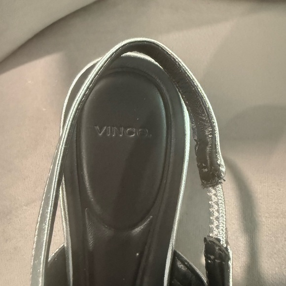 Vince Metallic Silver Slingback Heels - Picture 4 of 9
